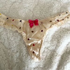 Agent Provocateur Laurie Thong, Size 3 Cream Polka Dot